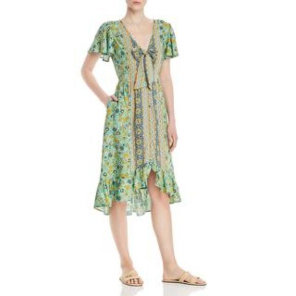 Band of Gypsies Boho Dublin Surplice Ruffled midi dress sz small - Picture 1 of 11
